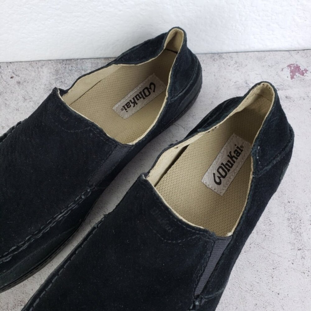 OluKai Puhalu Black Suede Leather Slip On Casual Shoes Men's size 9M EU 42 - Picture 9 of 12